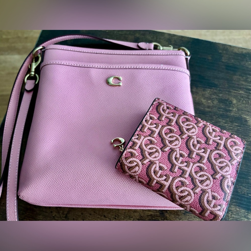 Authentic Coach Bundle: Kitt Crossgrain Leather Crossbody & Signature Wallet